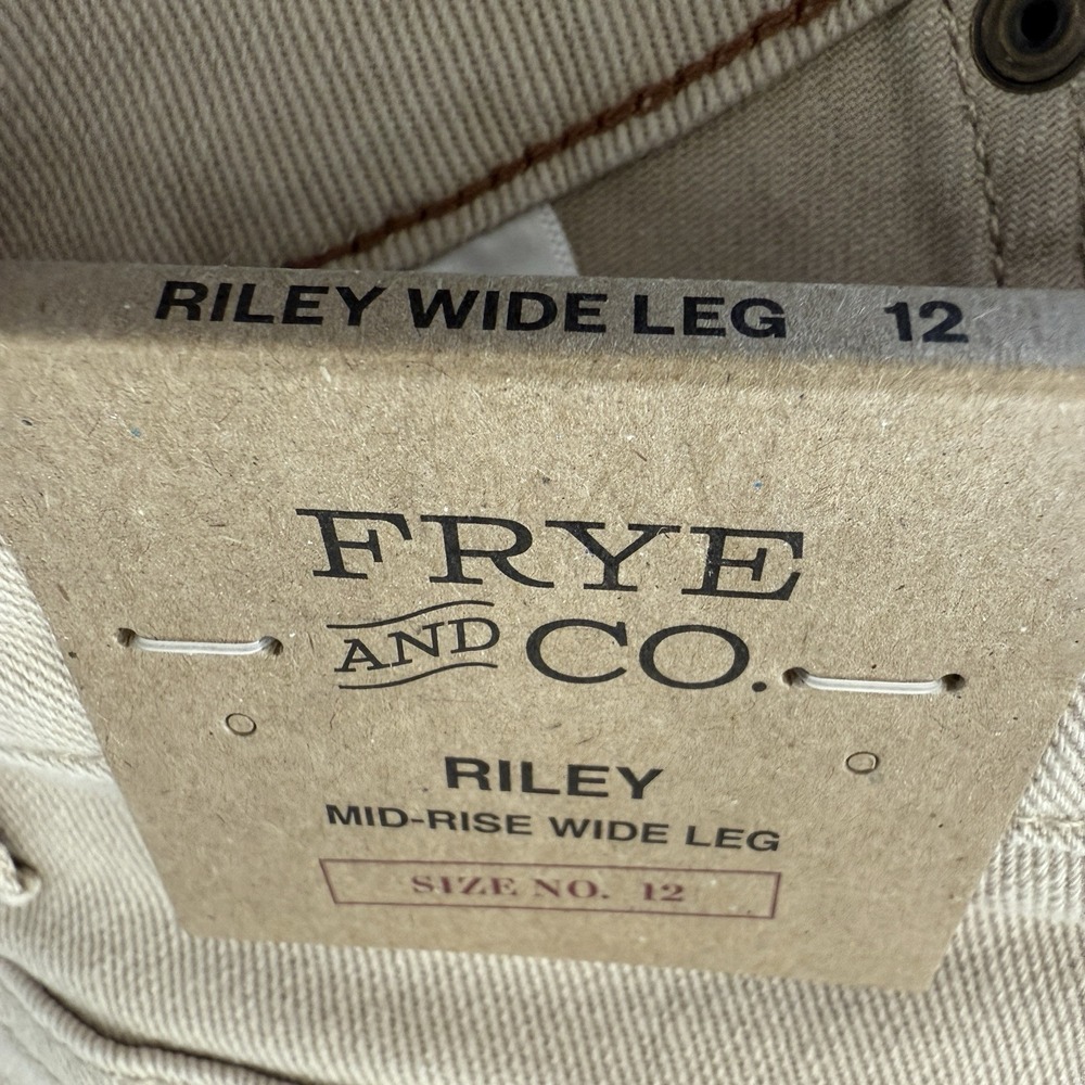 FRYE Anthropologie Womens 12 35x30 Pants Riley Wide Leg Khaki Mid Rise New Tags - Picture 8 of 12